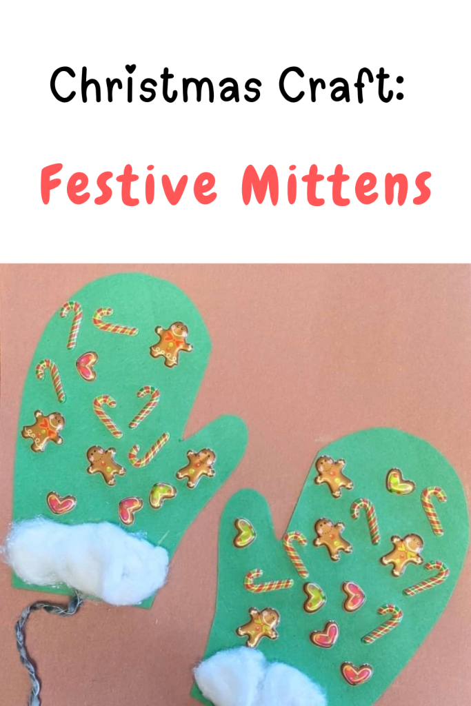 festive christmas mitten craft for kids