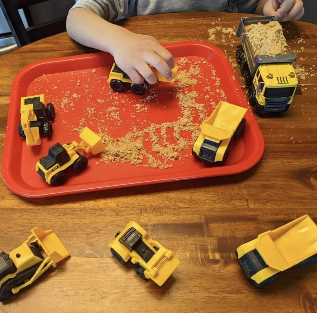 edible sand for construction play for kids